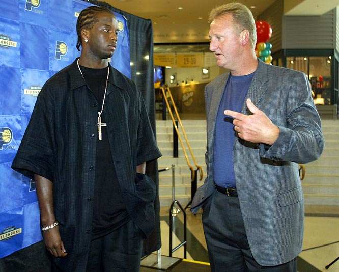 Jermaine O'Neal and Larry Bird